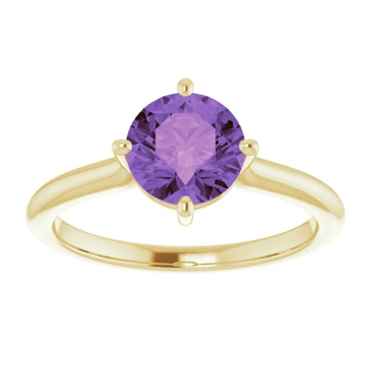 women’s ruby rings-14K Yellow Natural Amethyst Ring