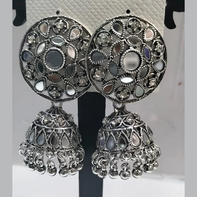 women’s charm earrings-Manisha Jewellery Oxidised Plated Mirror Jhumki Earrings