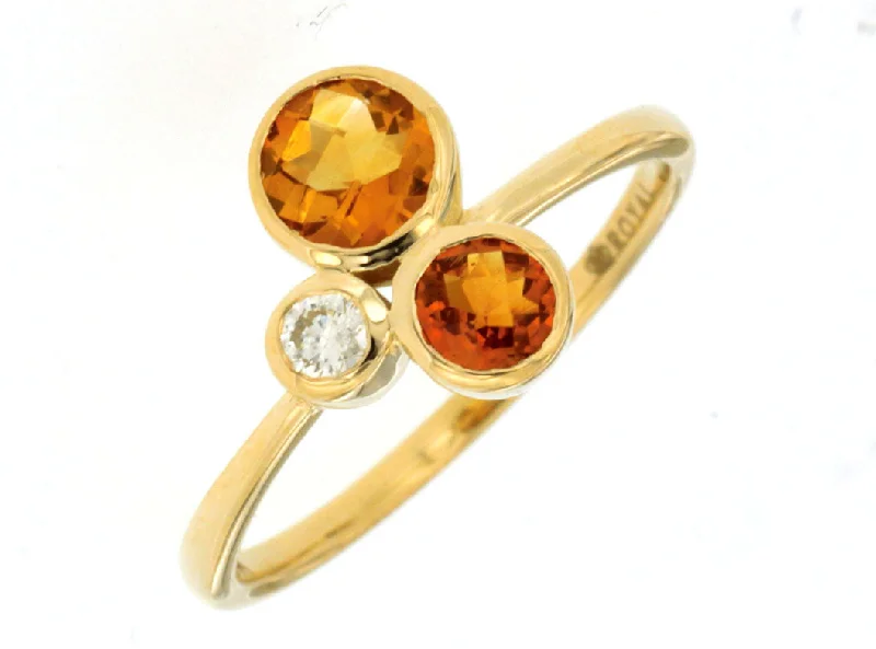 women’s two-stone engagement rings-Bezel Set Citrine & Diamond Ring