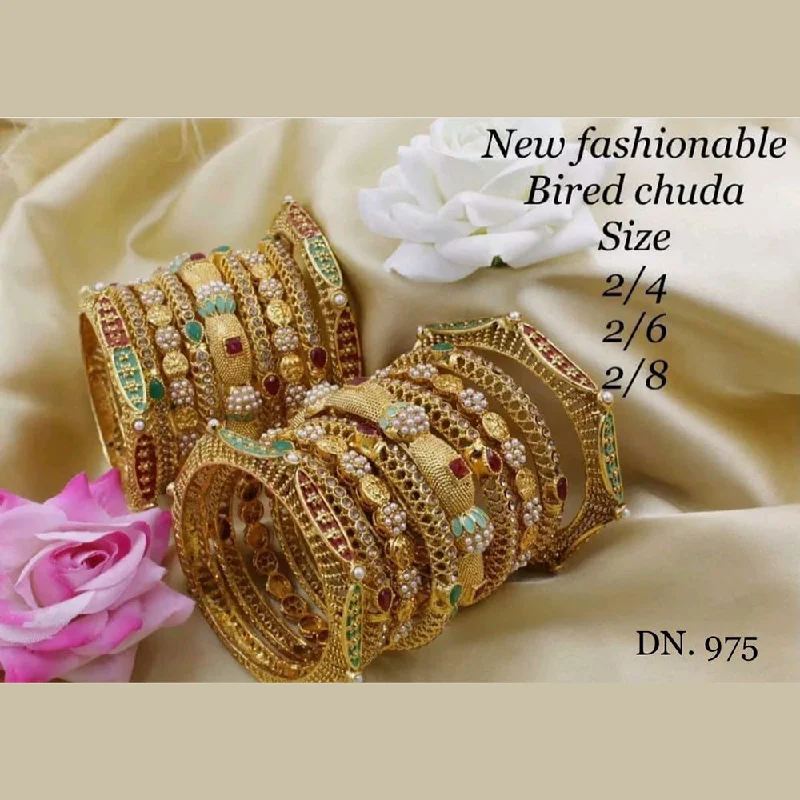 women’s stainless steel bangles-Manisha Jewellery Gold Plated Bangles Set