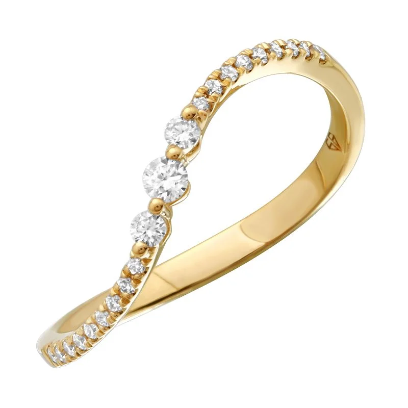 women’s pear-cut diamond engagement rings-Single Wave Diamond Ring