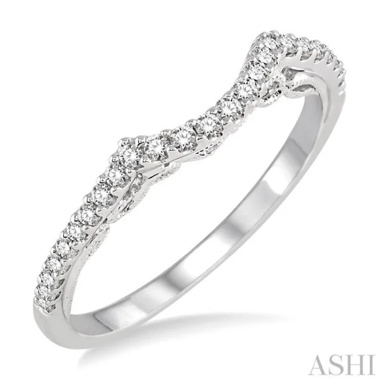 fashion rings for women-1/5 Ctw Round Cut Diamond Wedding Band in 14K White Gold