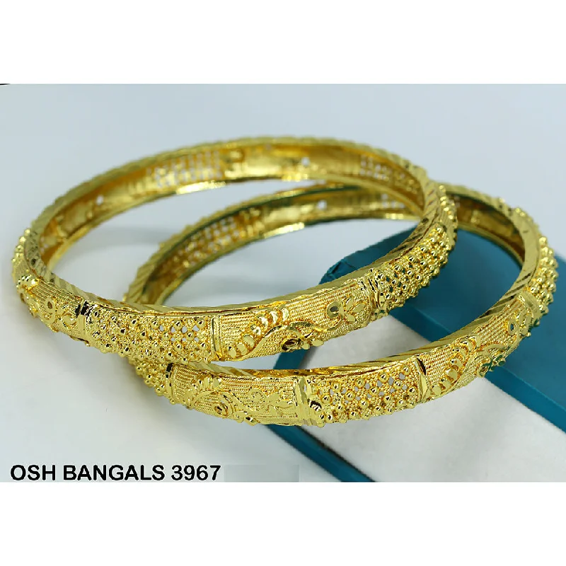 women’s layered bangles-Mahavir Forming Gold Plated Bangle Set - OSH BANGALS 3967