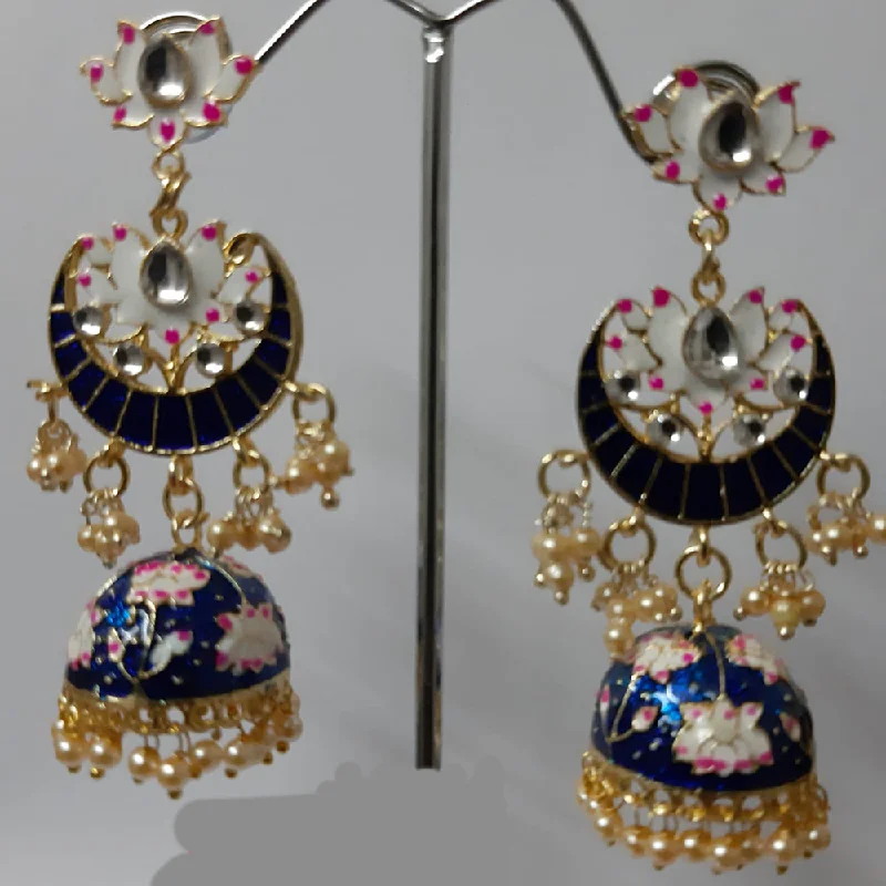 women’s gemstone earrings-Deep Enterprises Gold Plated Meenakari Jhumki Earrings (Assorted Colors}