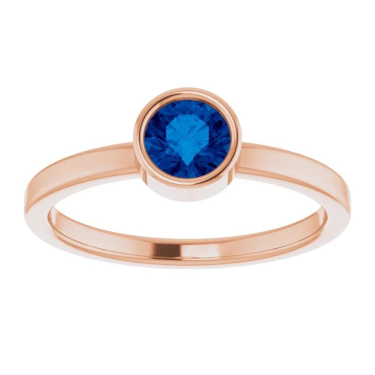 elegant solitaire rings-14K Rose 5 mm Lab-Grown Blue Sapphire Ring