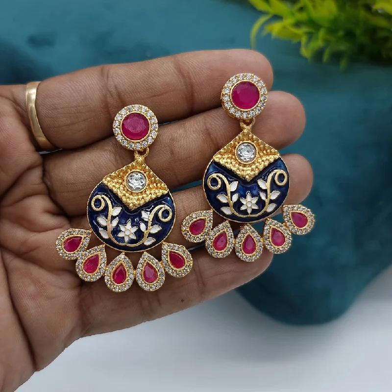 women’s drop earrings-Jcm Gold Plated AD And Meenakari Dangler Earrings