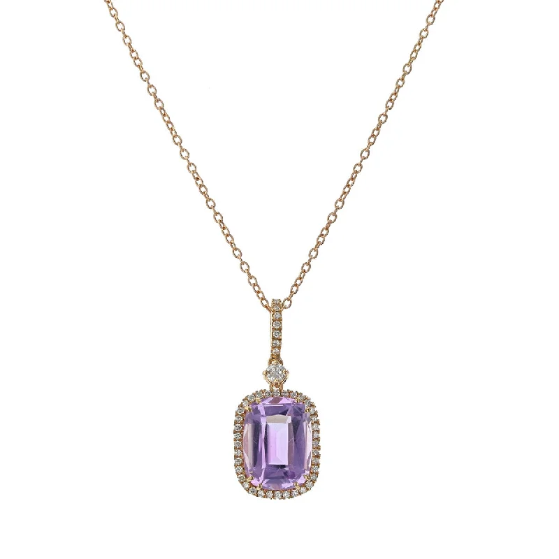 women’s rose gold necklaces-Necklace with Amethyst and Diamonds