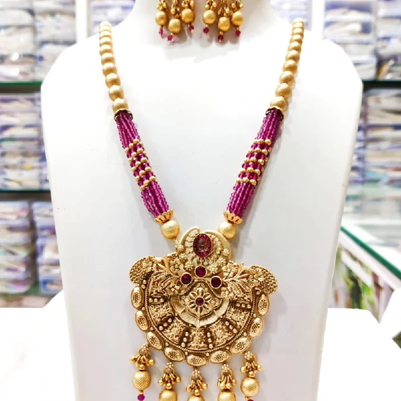 delicate chain necklaces for women-Akruti Collection Gold Plated Kundan Stone And Pearls Long Necklace Set