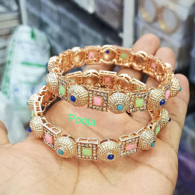 women’s open bangle bracelets-Pooja Bangles Rose Gold Plated Bangles set