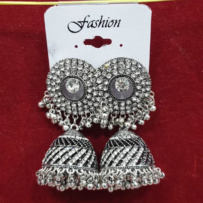 custom engraved earrings for women-Sofine Oxidised Plated Jhumki Earrings