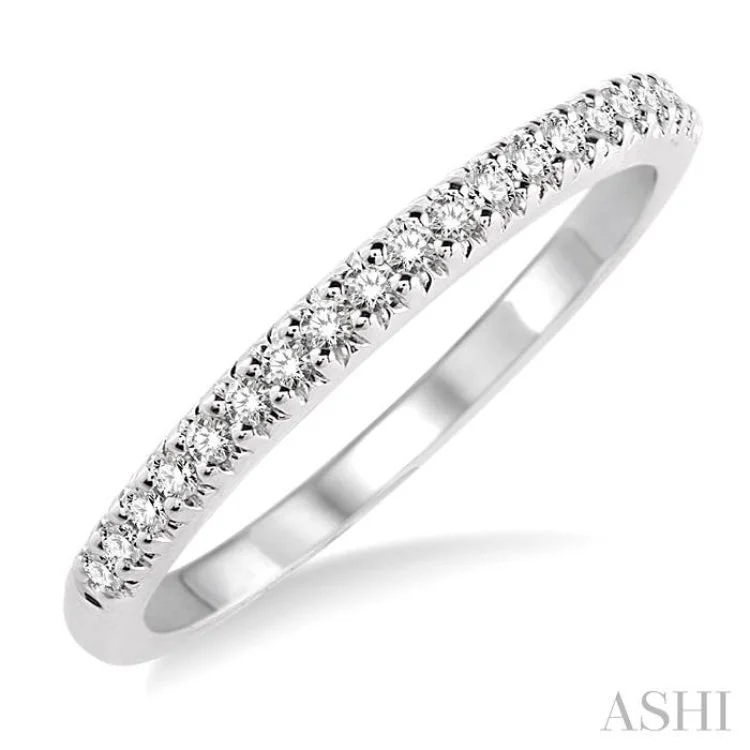 personalized diamond rings for women-1/6 Ctw Round Cut Diamond Wedding Band in 14K White Gold