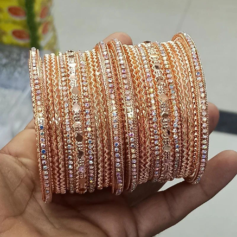 custom engraved bangles for women-Manisha Jewellery Rose Gold Plated Bangles Set