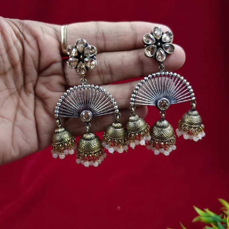 simple earrings for women-JCM Oxidised Plated Jhumki Earrings