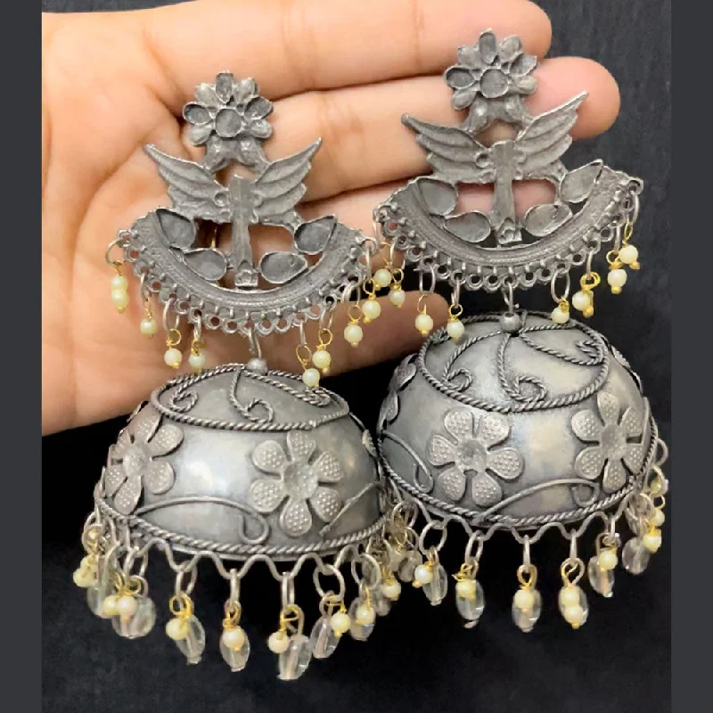 gold stud earrings for women-Shringarstreet Oxidised Plated Jhumki Earrings