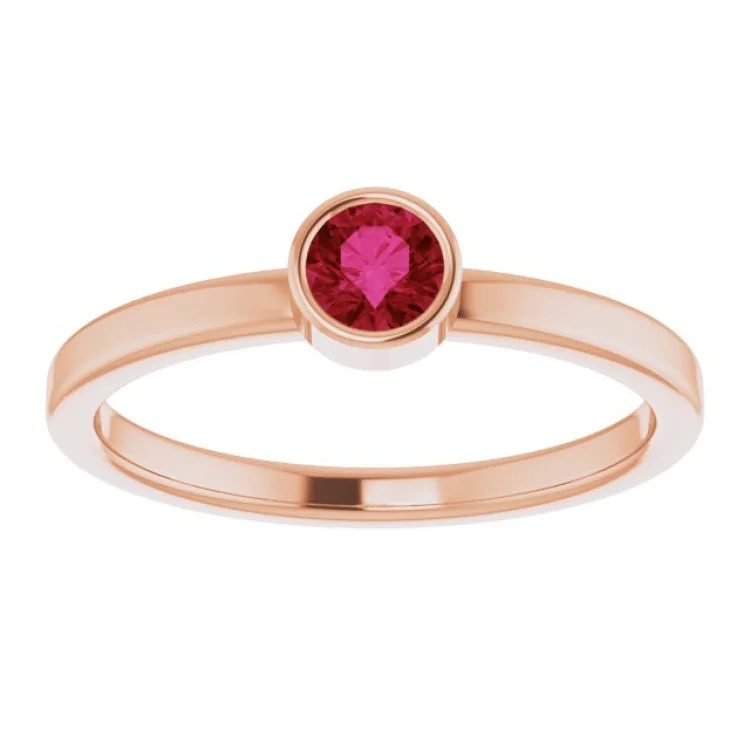 women’s ruby engagement rings-14K Rose 4 mm Lab-Grown Ruby Ring