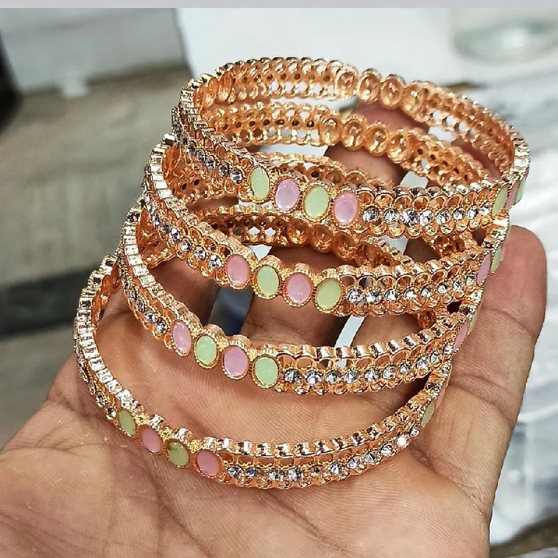 gemstone bracelets for women-Manisha Jewellery Rose Gold Plated Bangles Set