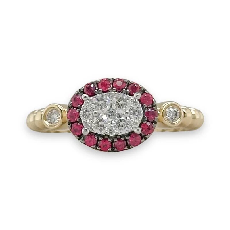 unique sapphire engagement rings for women-14K Y Gold 0.25ctw Ruby and 0.30cttw G/SI1 Diamond Ring