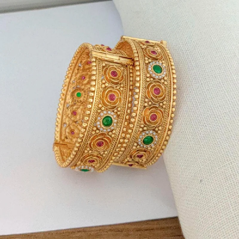 chunky bracelets for women-Manisha Jewellery Austrian Stone Gold Plated Bangles Set