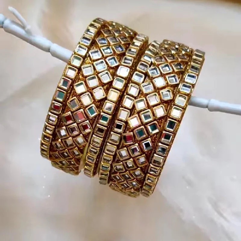 gold-plated bracelets for women-Pooja Bangles Gold Plated Bangles Set