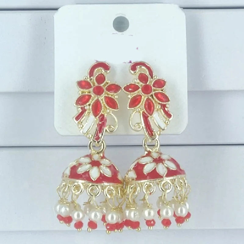 gemstone stud earrings for women-Corbeda Fashion Gold Plated Meenakari Jhumki Earrings