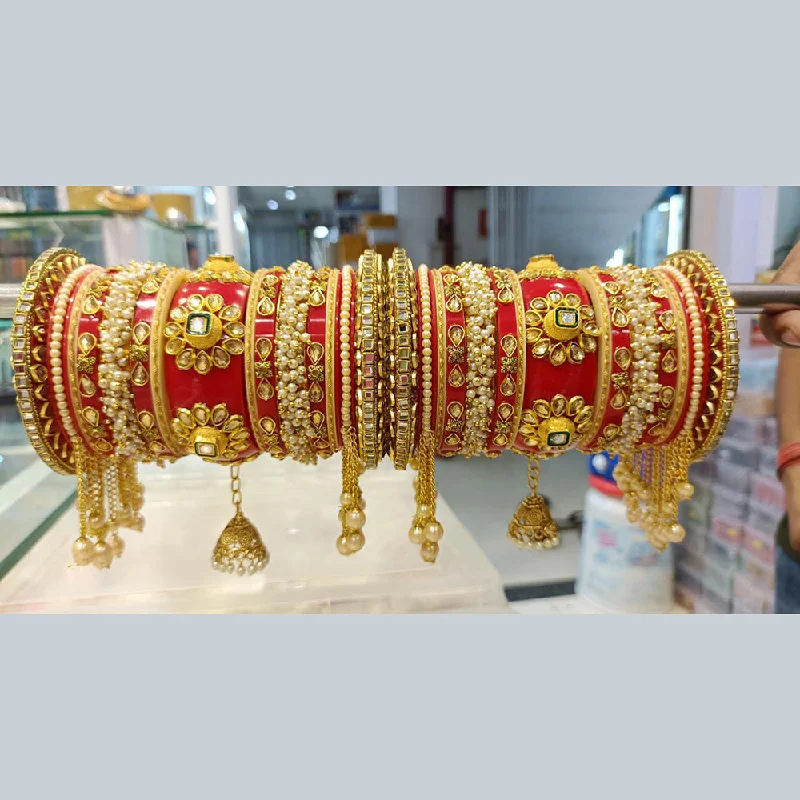 women’s stainless steel bangles-Manisha Jewellery Gold Plated Bangles Set