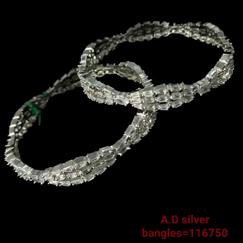 women’s friendship bracelets-Padmawati Bangles Silver Plated  Ad Stone Bangles Set