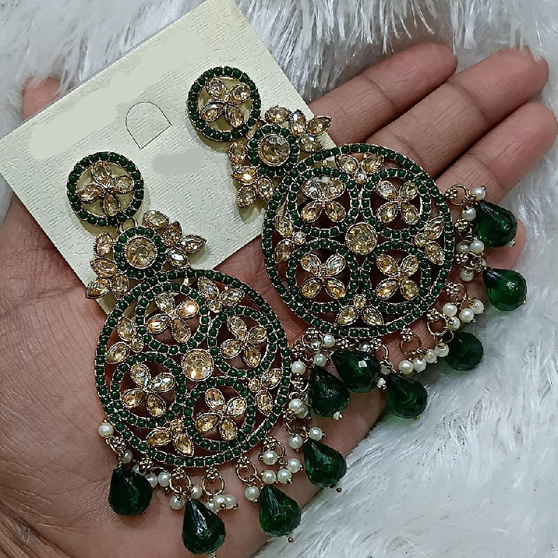 women’s emerald earrings-Manisha Jewellery Gold Plated Crystal Stone And Pearls Dangler Earrings