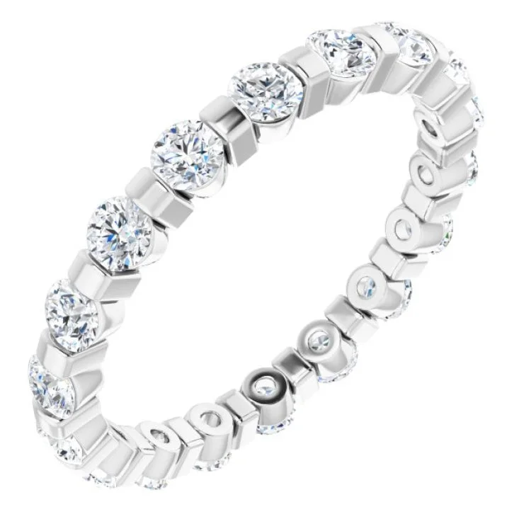 women’s cocktail rings-Platinum 1 CTW Natural Diamond Eternity Band Size 7