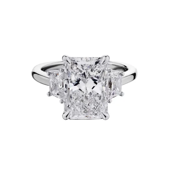 women’s emerald-cut engagement rings-ELONGATED CUSHION CUT DIAMOND RING WITH SIDE DIAMONDS