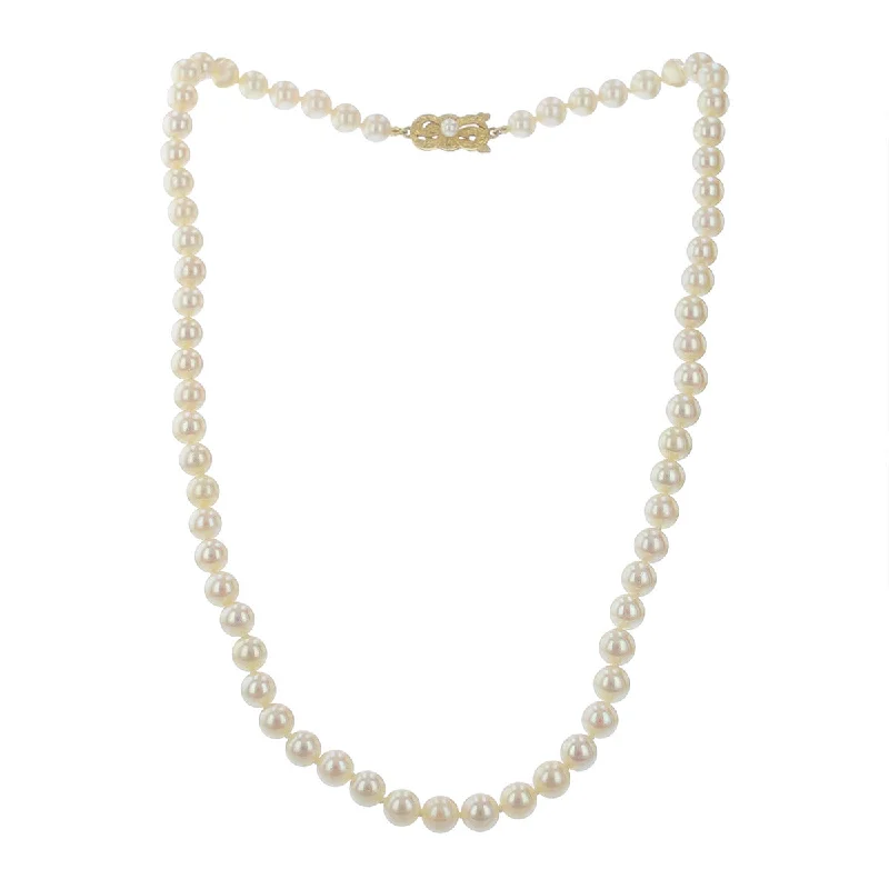 women’s classic round necklaces-Mikimoto 18-Inch Akoya Pearl Necklace with 18K Gold