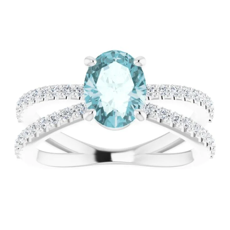 gold engagement rings for women-Platinum Natural Sky Blue Topaz & 1/3 CTW Natural Diamond Ring