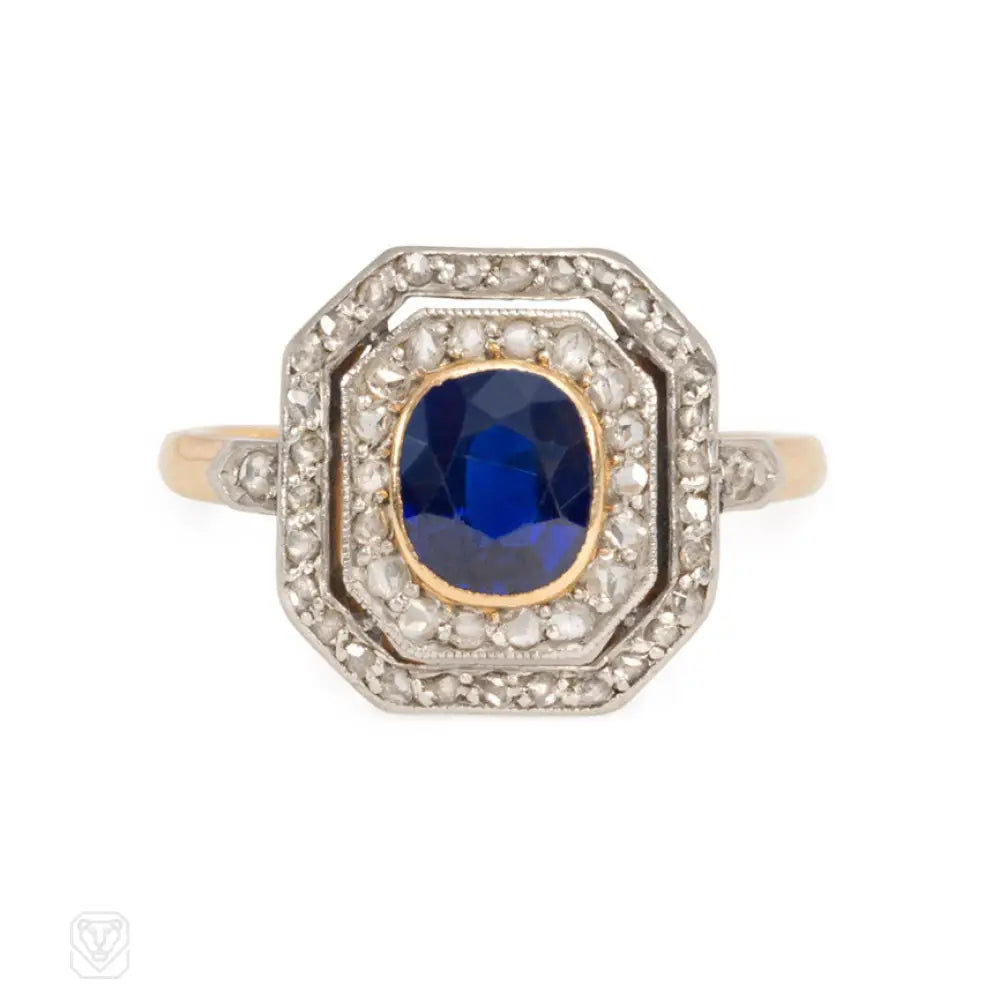 women’s vintage-inspired diamond engagement rings-Edwardian sapphire and diamond ring, France