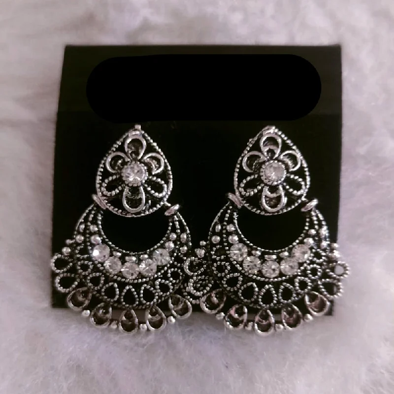 women’s flower earrings-Khushboo Jewellers Oxidised Plated Dangler Earrings