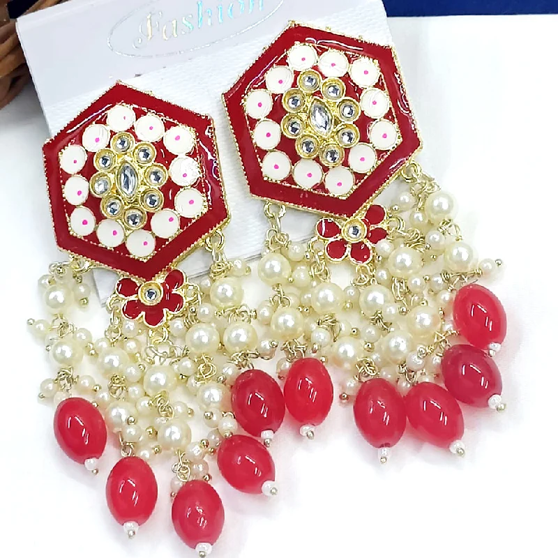 women’s teardrop earrings-Exotica Collection Gold Plated Kundan And Meenakari Dangler Earrings