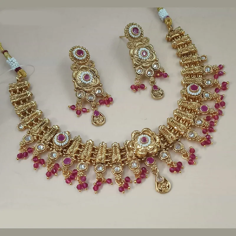 fashion statement necklaces for women-Padmawati Bangles Gold Plated Pota Stone And Pearls Necklace Set