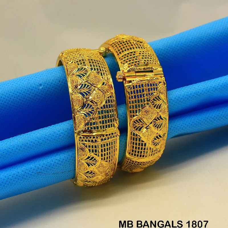 women’s cuff bangles-Mahavir Forming Gold Plated Bangle Set - MB BANGALS 1807