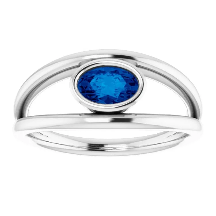 platinum rings for women-Platinum Natural Blue Sapphire Ring