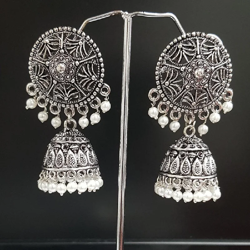 personalized name earrings-Shreeji Oxidised Plated Jhumki Earrings