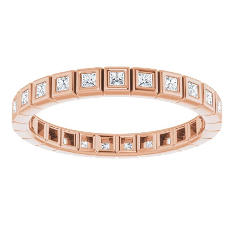 chic rings for women-14K Rose 1/3 CTW Natural Diamond Eternity Band Size 7