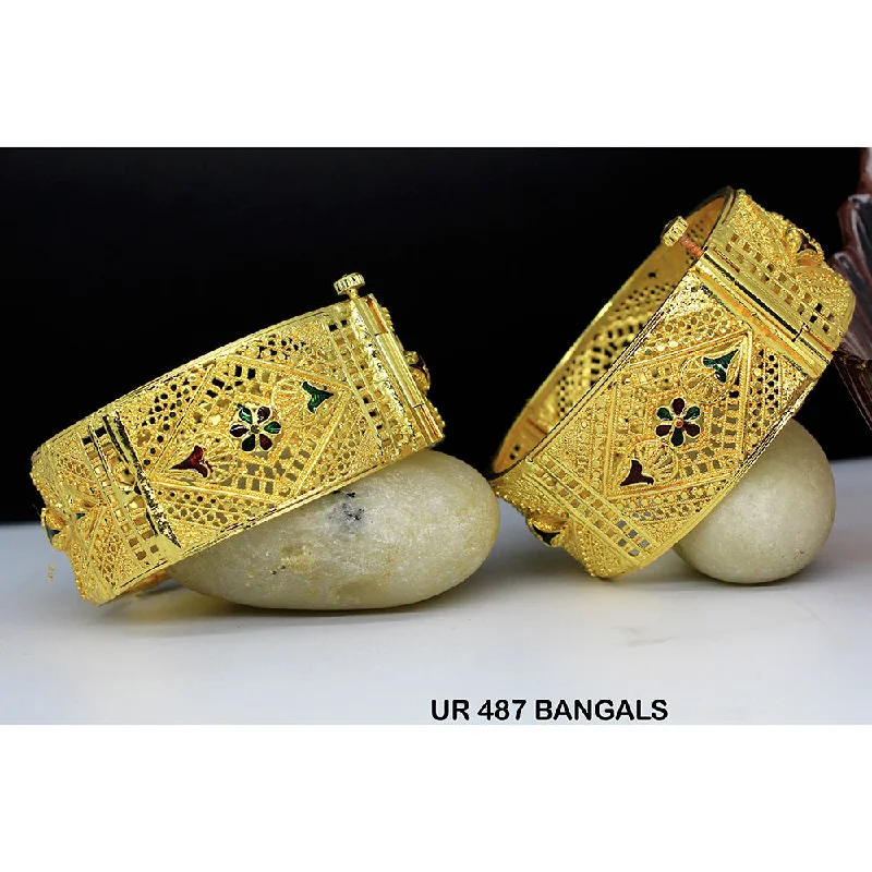 women’s floral bracelets-Mahavir Forming Gold Plated Bangle Set - UR 487 BANGALS