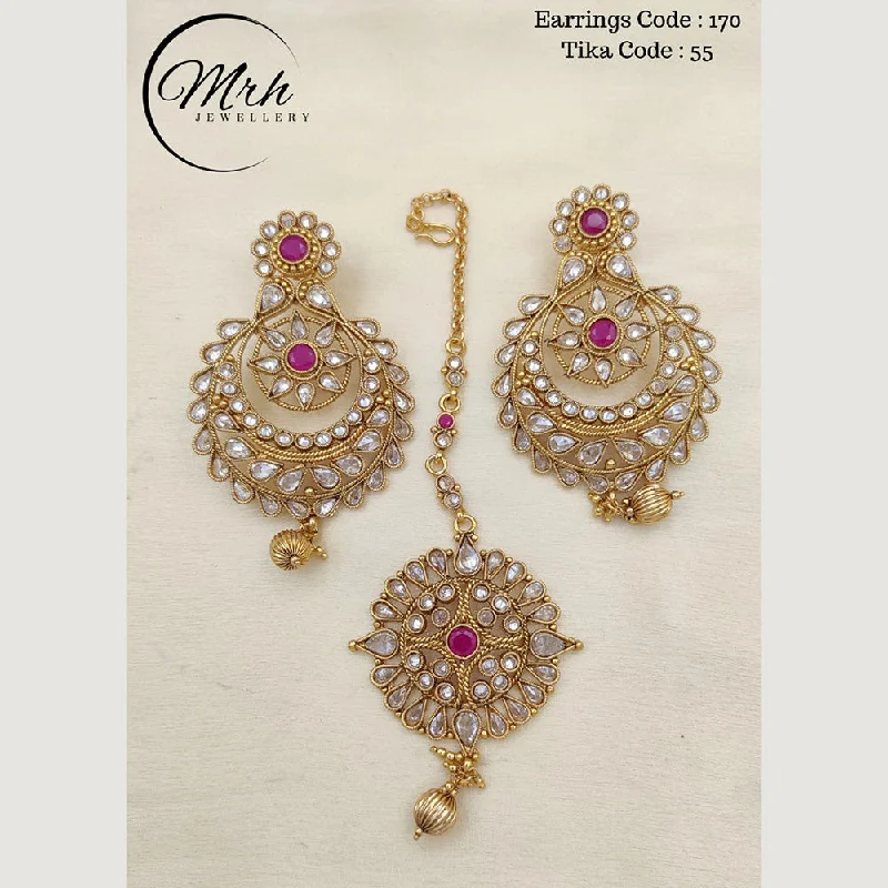 vintage diamond earrings for women-Jewel Addiction Copper Gold Plated Earrings With Mangtikka