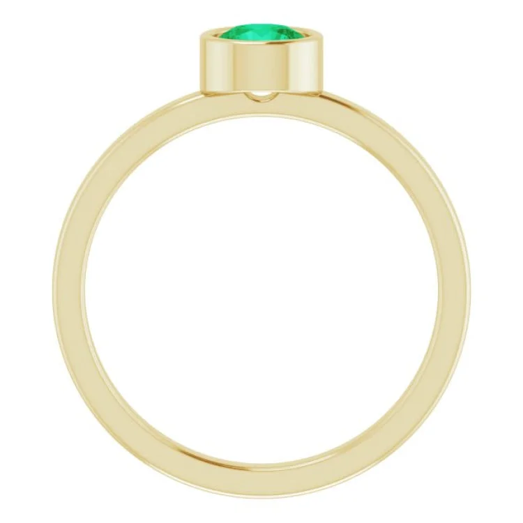 simple rings for women-14K Yellow 5 mm Lab-Grown Emerald Ring