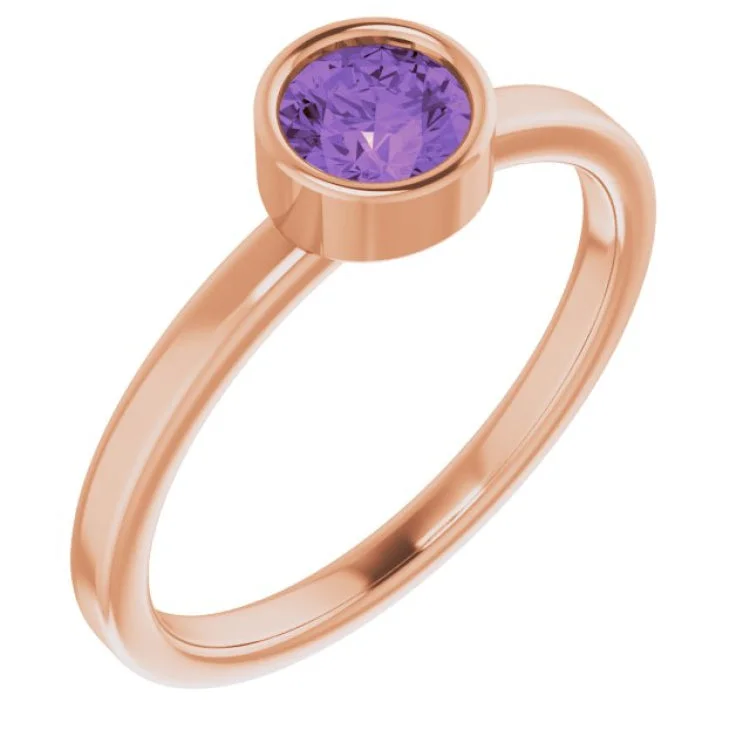 unique rings for women-14K Rose 5 mm Natural Amethyst Ring