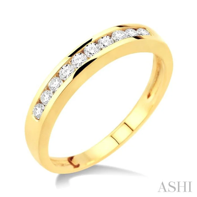 elegant rings for women-1/4 Ctw Channel Set Round Cut Diamond Band in 14K Yellow Gold