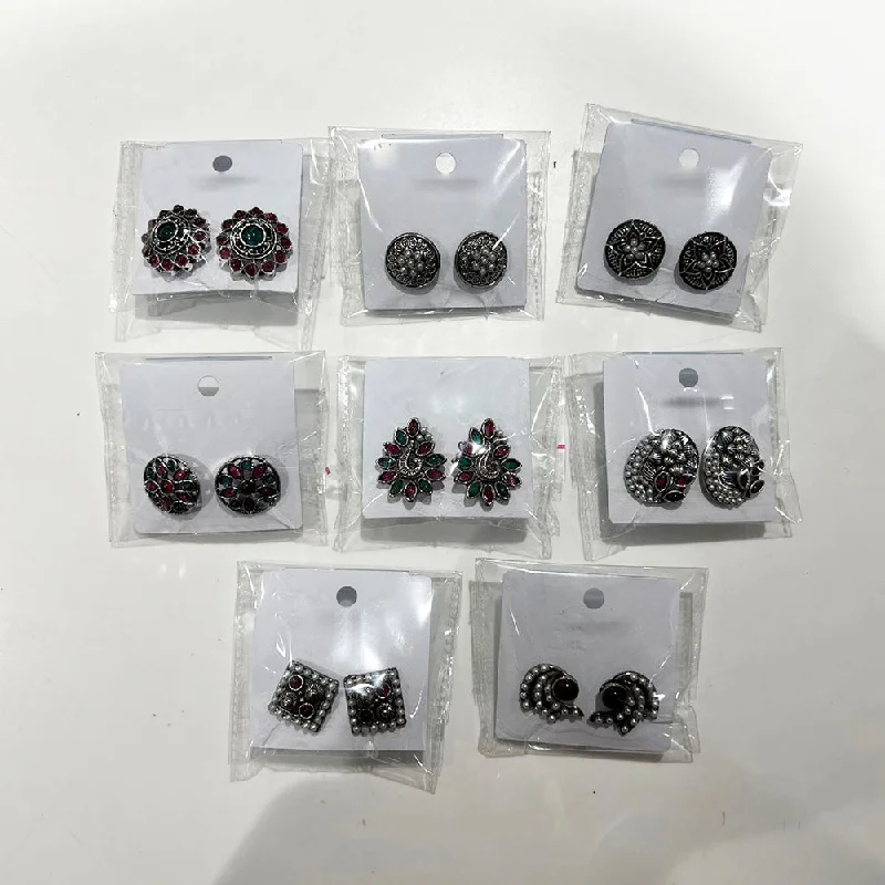 stud earrings for women-Shrisha Oxidised Plated  Stud Earrings (Assorted Design)