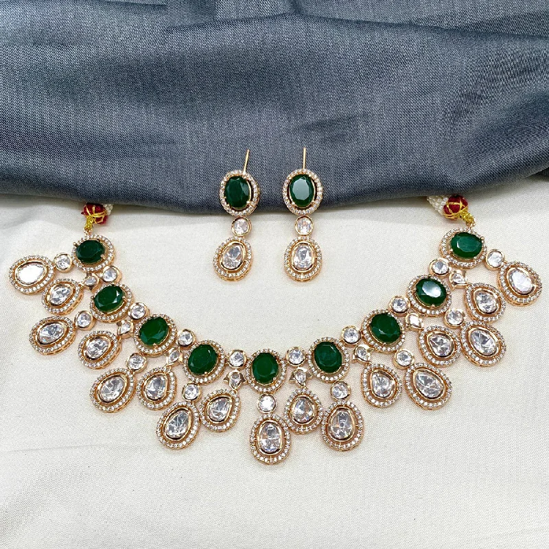 women’s birthstone necklaces-Royal Kundan Jewellery Gold Plated Polki Kundan Necklace Set