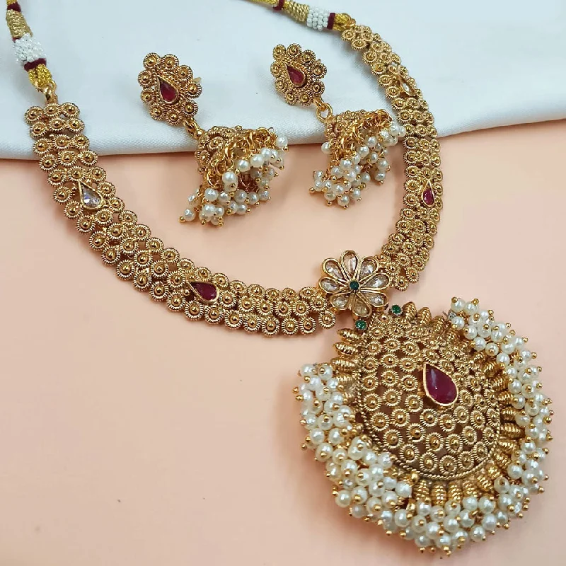 women’s infinity necklaces-Padmawati Bangles Gold Plated Crystal Stone And Pearls Necklace Set