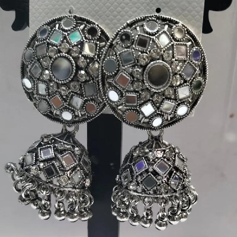 women’s ear cuffs-Manisha Jewellery Oxidised Plated Mirror Jhumki Earrings