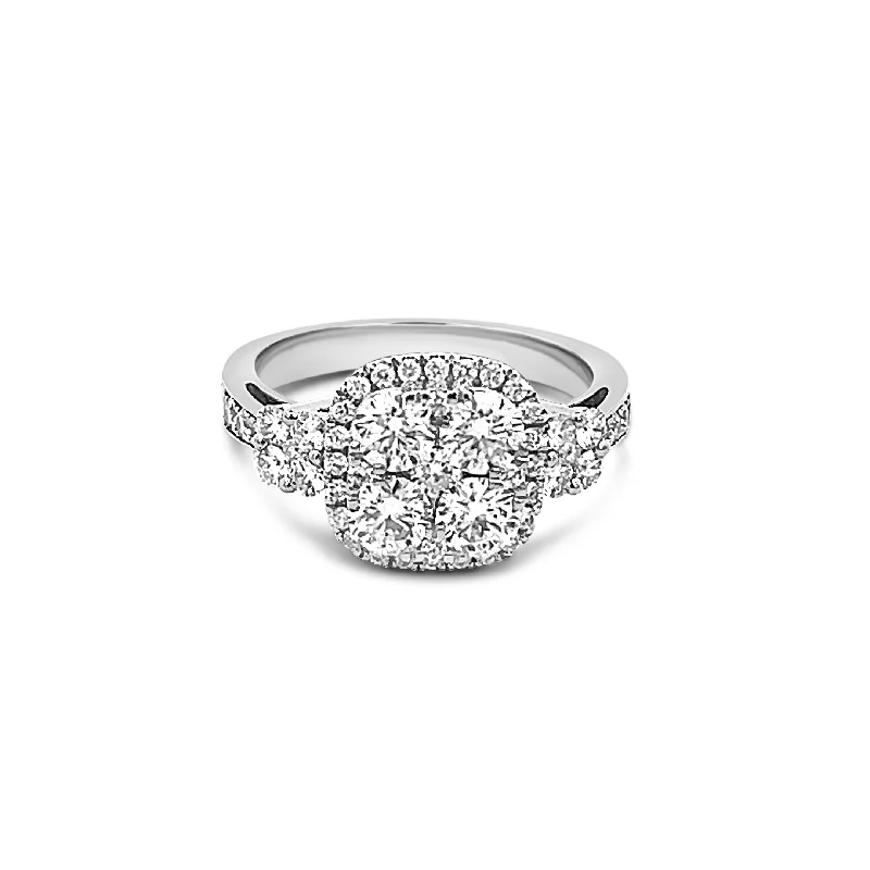 affordable engagement rings for women-Dazzling Cushion Shape Cluster Diamond Ring