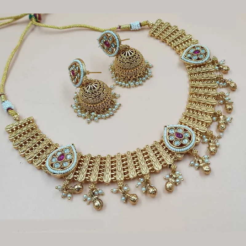 fashion necklaces for women-Padmawati Bangles Gold Plated Pota Stone And Pearls Necklace Set